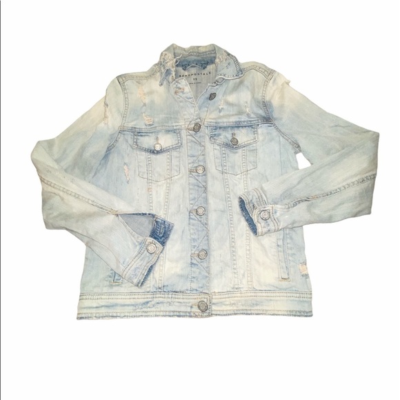 Aeropostale Light Wash Distressed Jean Jacket XS - Picture 5 of 8